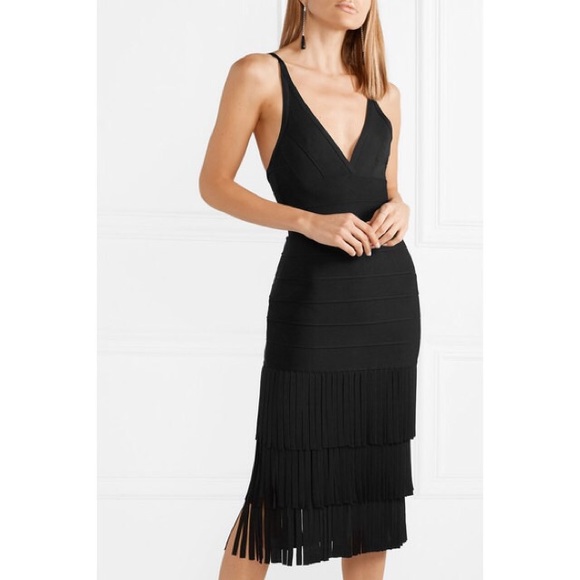 Herve Leger Fringed Bandage Midi Dress - Picture 3 of 4